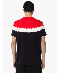 weißes und rotes und dunkelblaues Mit Batikmuster T-Shirt mit einem Rundhalsausschnitt von Moncler