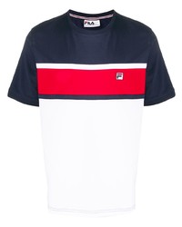 weißes und rotes und dunkelblaues T-Shirt mit einem Rundhalsausschnitt von Fila