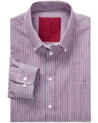 weißes und rotes und dunkelblaues vertikal gestreiftes Langarmhemd von Classic