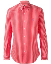 weißes und rotes vertikal gestreiftes Businesshemd von Polo Ralph Lauren