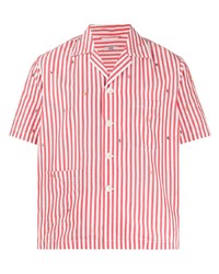 weißes und rotes vertikal gestreiftes Kurzarmhemd von Bode