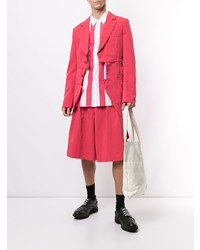 weißes und rotes vertikal gestreiftes Langarmhemd von Comme Des Garcons Homme Plus