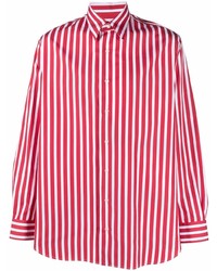 weißes und rotes vertikal gestreiftes Langarmhemd von Etro