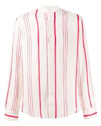weißes und rotes vertikal gestreiftes Langarmhemd von PENINSULA SWIMWEA