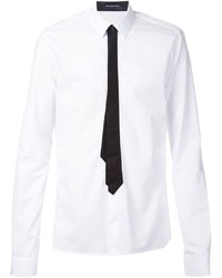 weißes und schwarzes bedrucktes Businesshemd von Kris Van Assche