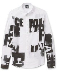 weißes und schwarzes bedrucktes Businesshemd von McQ