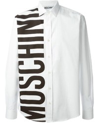 weißes und schwarzes bedrucktes Businesshemd von Moschino