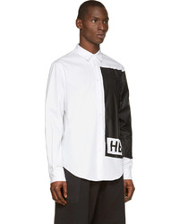 weißes und schwarzes bedrucktes Businesshemd von Hood by Air