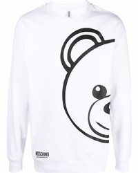 weißes und schwarzes bedrucktes Fleece-Sweatshirt