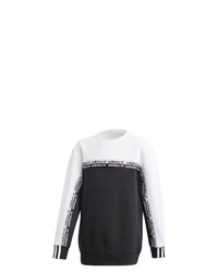 weißes und schwarzes bedrucktes Fleece-Sweatshirt von adidas Originals