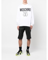 weißes und schwarzes bedrucktes Fleece-Sweatshirt von Moschino