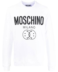 weißes und schwarzes bedrucktes Fleece-Sweatshirt von Moschino