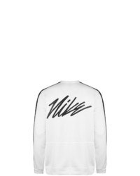weißes und schwarzes bedrucktes Fleece-Sweatshirt von Nike