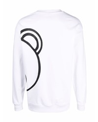 weißes und schwarzes bedrucktes Fleece-Sweatshirt von Moschino
