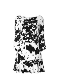 weißes und schwarzes bedrucktes gerade geschnittenes Kleid von Talbot Runhof