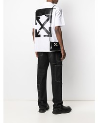 weißes und schwarzes bedrucktes Kurzarmhemd von Off-White