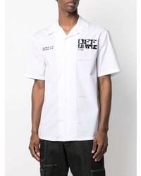 weißes und schwarzes bedrucktes Kurzarmhemd von Off-White