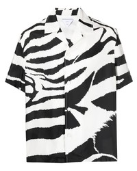 weißes und schwarzes bedrucktes Kurzarmhemd von Bottega Veneta