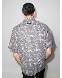 weißes und schwarzes bedrucktes Kurzarmhemd von Vision Street Wear