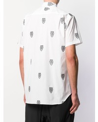 weißes und schwarzes bedrucktes Kurzarmhemd von Comme Des Garcons SHIRT