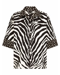 weißes und schwarzes bedrucktes Kurzarmhemd von Dolce & Gabbana