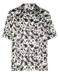 weißes und schwarzes bedrucktes Kurzarmhemd von Edward Crutchley