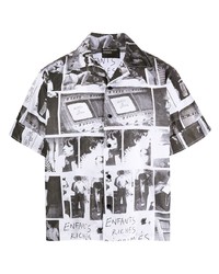 weißes und schwarzes bedrucktes Kurzarmhemd von Enfants Riches Deprimes