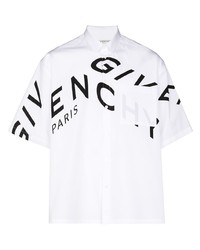 weißes und schwarzes bedrucktes Kurzarmhemd von Givenchy