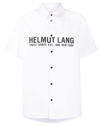 weißes und schwarzes bedrucktes Kurzarmhemd von Helmut Lang