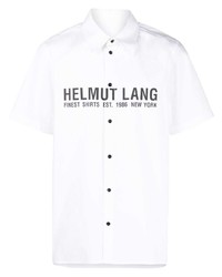 weißes und schwarzes bedrucktes Kurzarmhemd von Helmut Lang