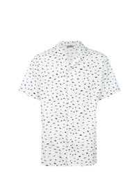 weißes und schwarzes bedrucktes Kurzarmhemd von Lanvin