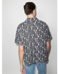 weißes und schwarzes bedrucktes Kurzarmhemd von Vision Street Wear
