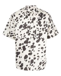weißes und schwarzes bedrucktes Kurzarmhemd von Marni