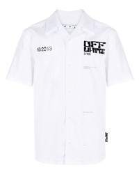 weißes und schwarzes bedrucktes Kurzarmhemd von Off-White