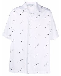 weißes und schwarzes bedrucktes Kurzarmhemd von Off-White