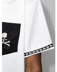 weißes und schwarzes bedrucktes Kurzarmhemd von Mastermind Japan