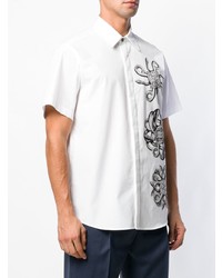 weißes und schwarzes bedrucktes Kurzarmhemd von Just Cavalli