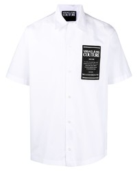 weißes und schwarzes bedrucktes Kurzarmhemd von VERSACE JEANS COUTURE