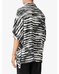 weißes und schwarzes bedrucktes Kurzarmhemd von Burberry