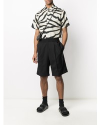 weißes und schwarzes bedrucktes Kurzarmhemd von Just Cavalli