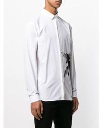 weißes und schwarzes bedrucktes Langarmhemd von Philipp Plein