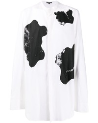 weißes und schwarzes bedrucktes Langarmhemd von Ann Demeulemeester