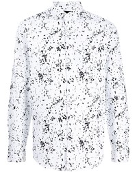 weißes und schwarzes bedrucktes Langarmhemd von Armani Exchange
