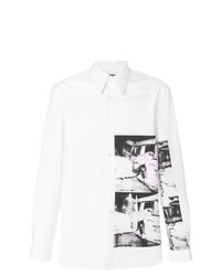 weißes und schwarzes bedrucktes Langarmhemd von Calvin Klein 205W39nyc