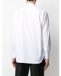 weißes und schwarzes bedrucktes Langarmhemd von Comme Des Garcons SHIRT