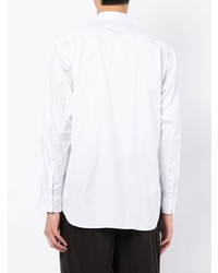 weißes und schwarzes bedrucktes Langarmhemd von Comme Des Garcons SHIRT