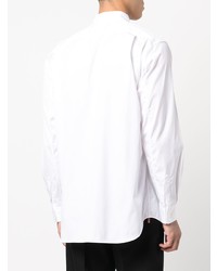 weißes und schwarzes bedrucktes Langarmhemd von Comme Des Garcons SHIRT