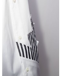 weißes und schwarzes bedrucktes Langarmhemd von Comme Des Garcons SHIRT