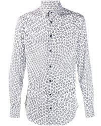 weißes und schwarzes bedrucktes Langarmhemd von Giorgio Armani