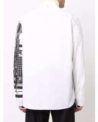 weißes und schwarzes bedrucktes Langarmhemd von Oamc